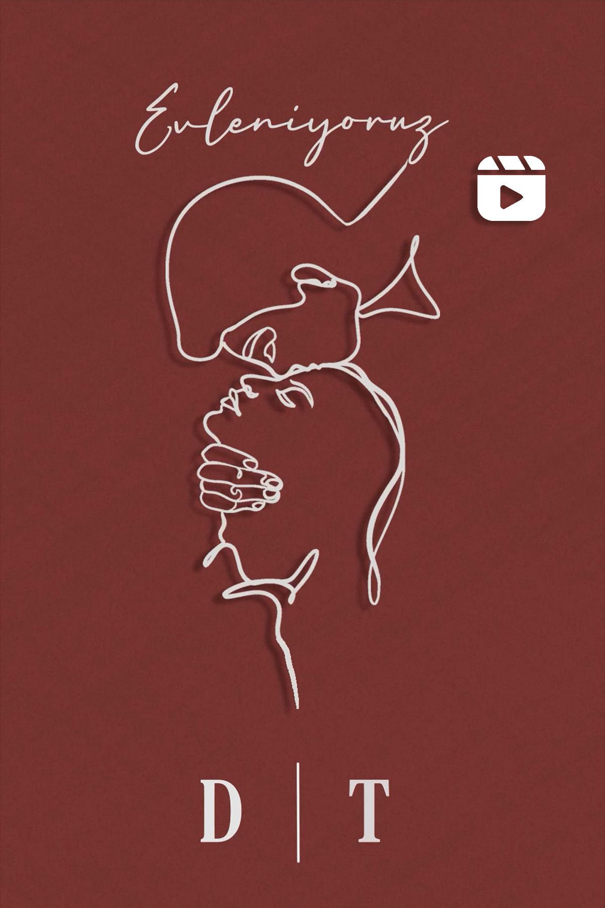 Line Art Düğün Davetiyesi