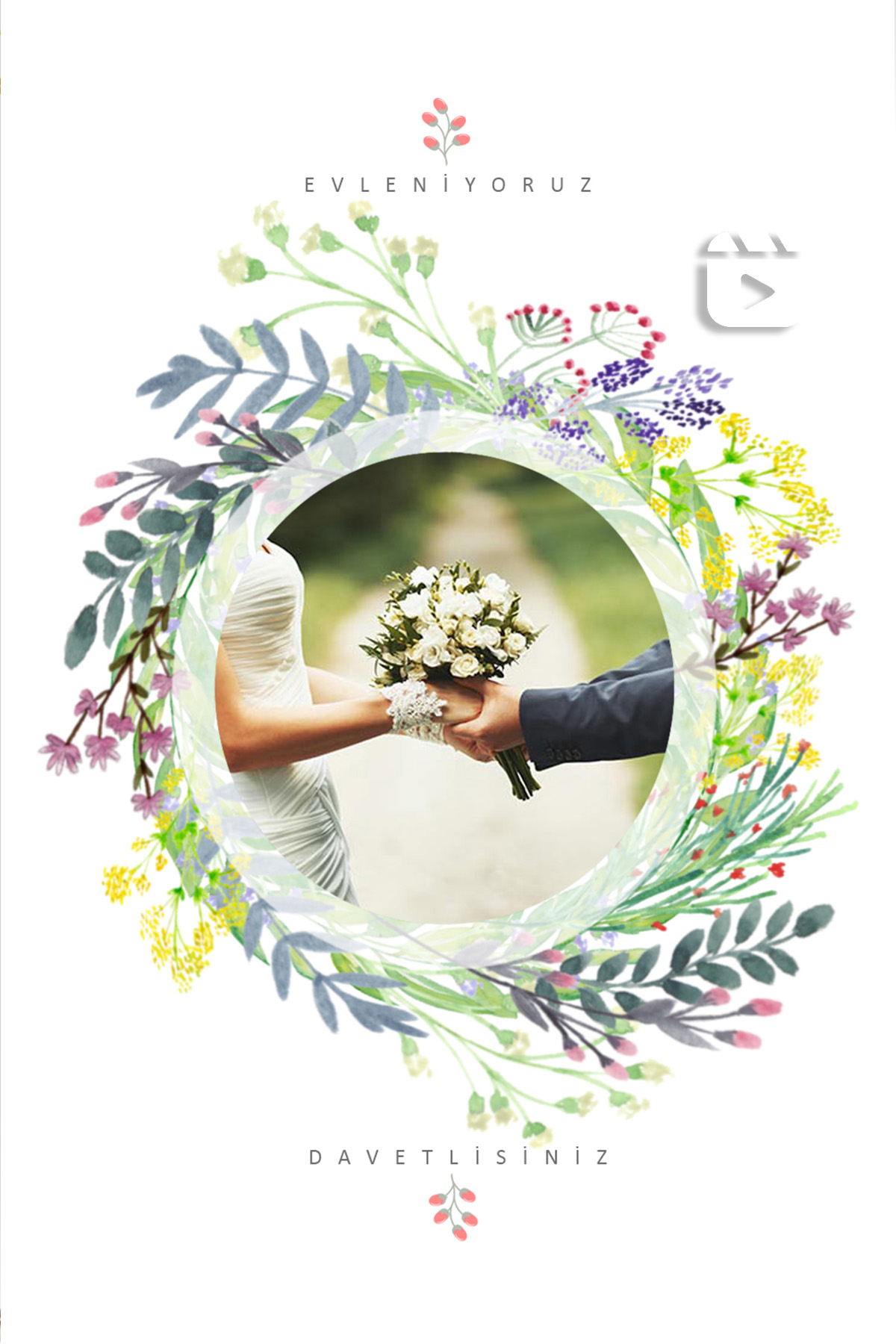 Floral Çelenk Davetiye