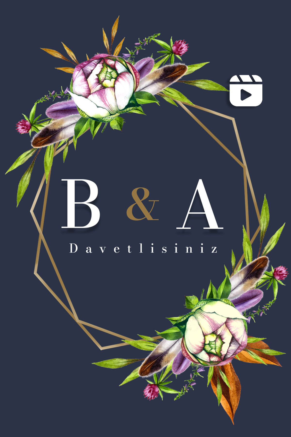 Çiçek Desenli Video Davetiye