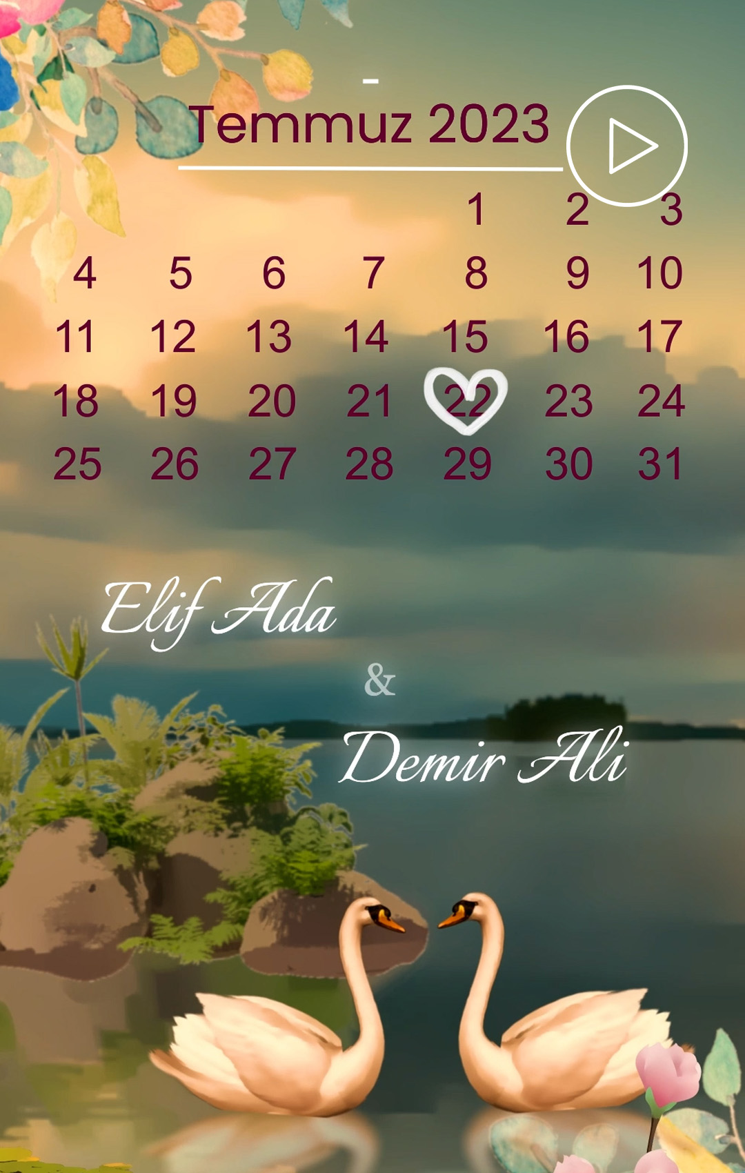 Takvim ve Kuğu Davetiye