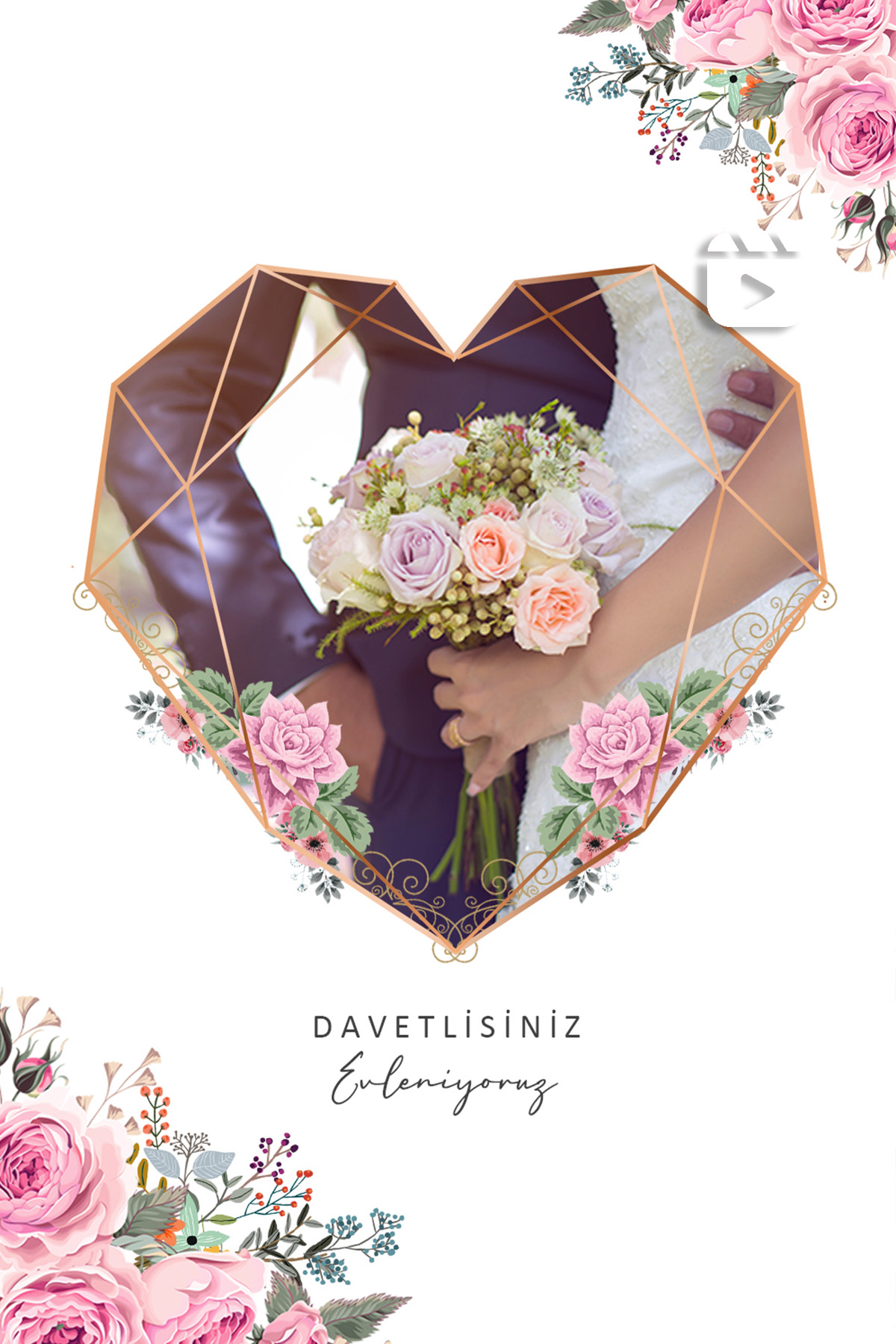 Kalp Desenli Video Davetiye